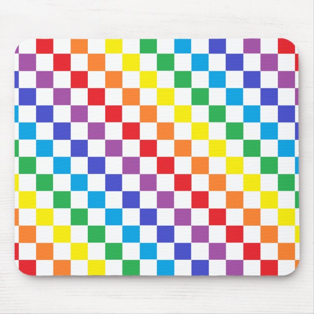 Checkered Rainbow Mouse Pad (Front)