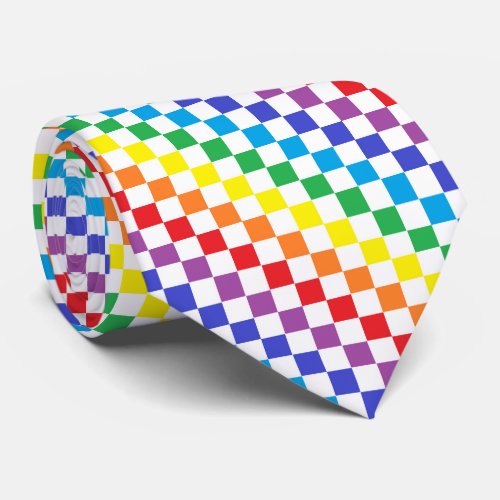 Checkered Rainbow Neck Tie