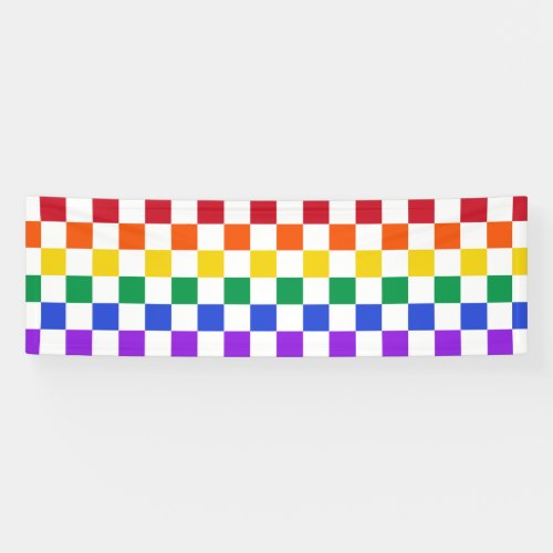 Checkered Rainbow Plaid Colorful Banner