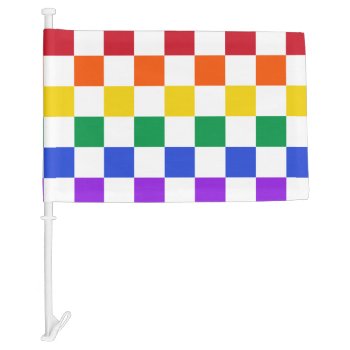 Checkered Rainbow Plaid Colorful Car Flag by YLGraphics at Zazzle