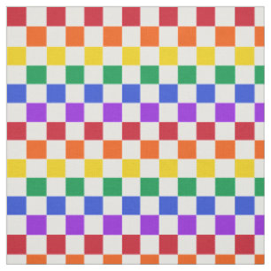 Checkered Rainbow Plaid Colorful Fabric