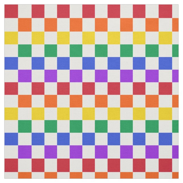 Checkered Rainbow Plaid Colorful Fabric (Swatch)