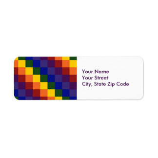 Checkered Rainbow return address label