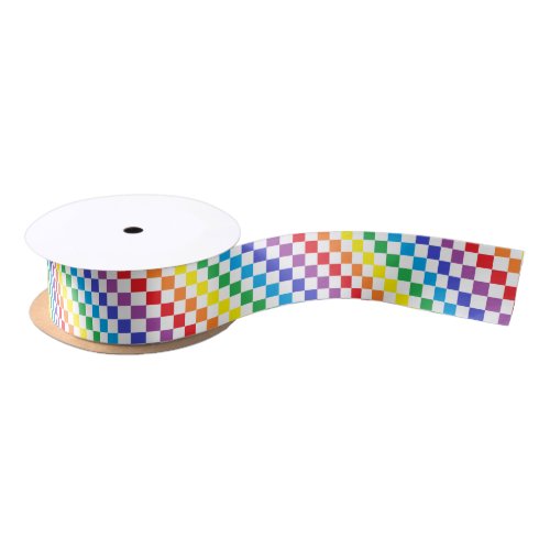 Checkered Rainbow Satin Ribbon