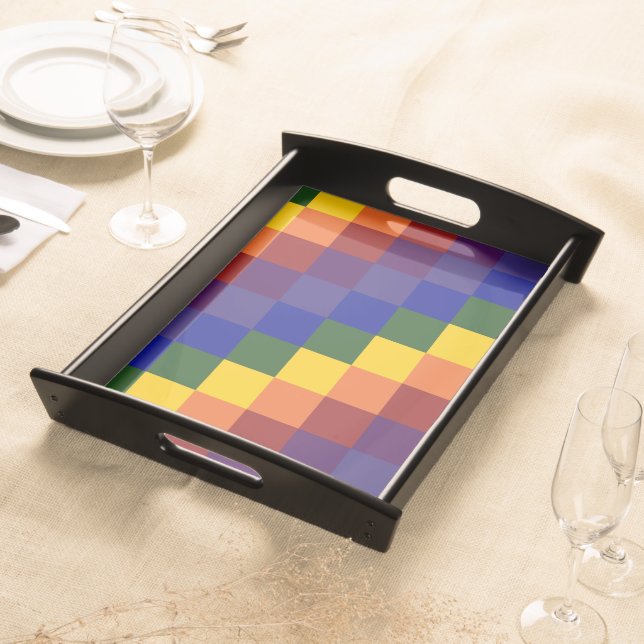 Checkered Rainbow Serving Tray (Front)