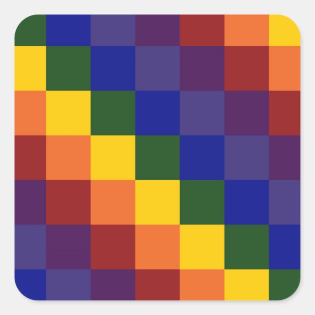 Checkered Rainbow Square Sticker (Front)