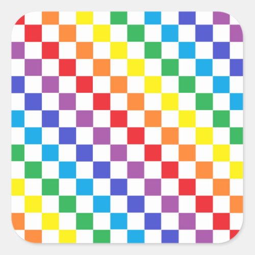 Checkered Rainbow Square Sticker