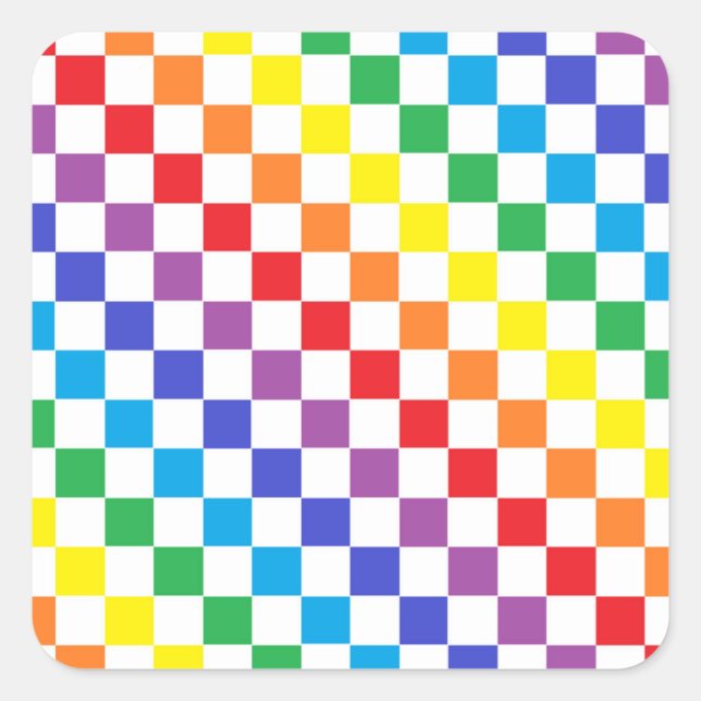 Checkered Rainbow Square Sticker (Front)