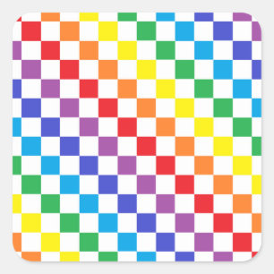 Checkered Rainbow Square Sticker