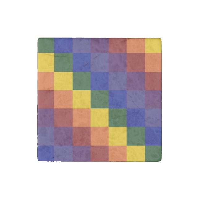Checkered Rainbow Stone Magnet (Front)