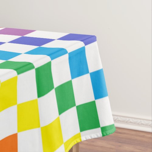 Checkered Rainbow Tablecloth