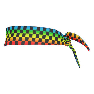 Checkered Rainbow Tie Headband