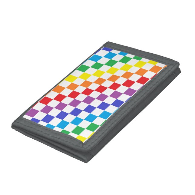 Checkered Rainbow Tri-fold Wallet (Bottom)