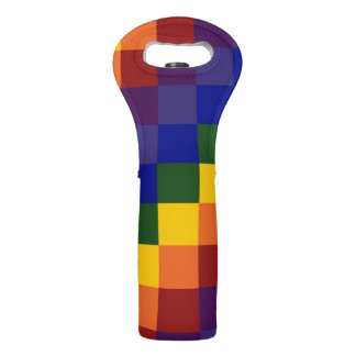 Checkered Rainbow Wine Bag