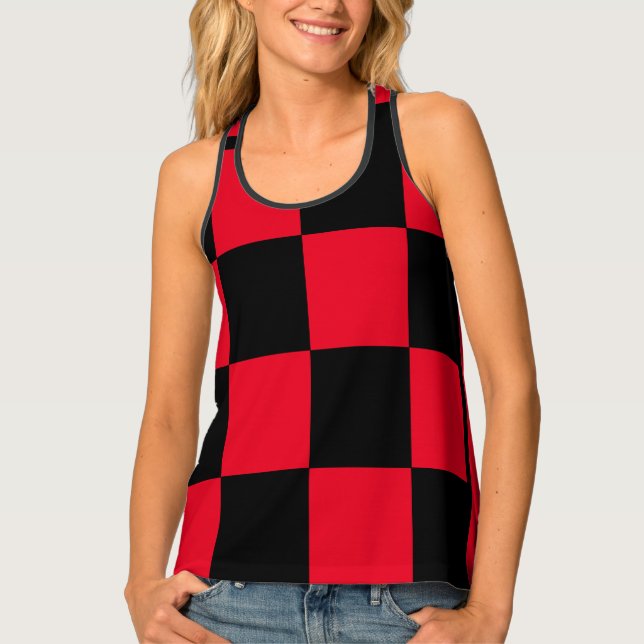 CHECKERED RED AND BLACK All-Over-Print TANK TOP (Front)