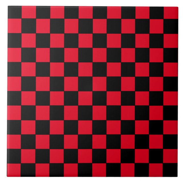Checkered Red  and Black  Ceramic Tile (Front)