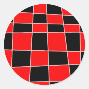 Checkered red and black customizable classic round sticker
