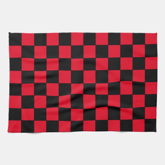 Checkered Red  and Black  Kitchen Towel (Horizontal)