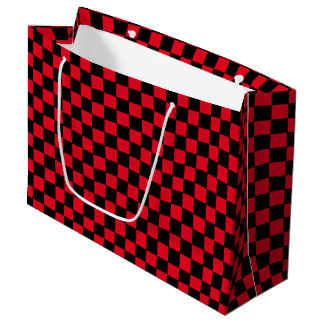 Checkered Red and Black Large Gift Bag