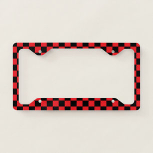 Checkered Red and Black License Plate Frame