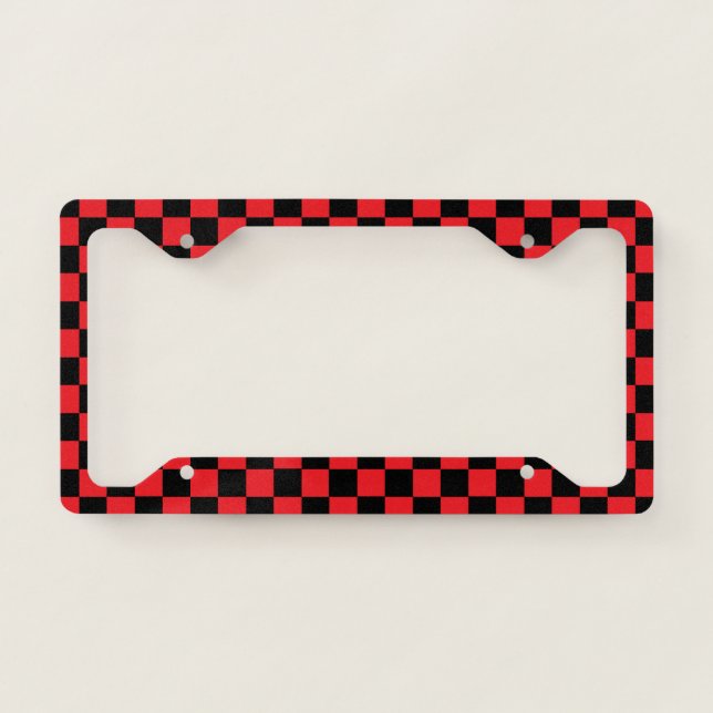 Checkered Red and Black License Plate Frame (Front)