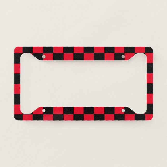 Checkered Red and Black  License Plate Frame (Front)