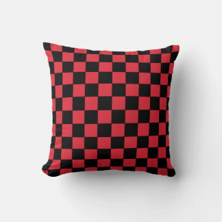 Checkered Red and Black Throw Pillow