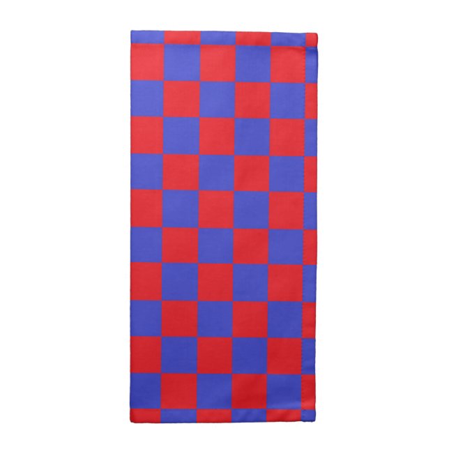 Checkered Red and Blue Cloth Napkin (Half Fold)