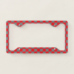 Checkered Red and Charcoal Grey License Plate Frame