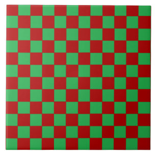 Checkered Red and Green Ceramic Tile