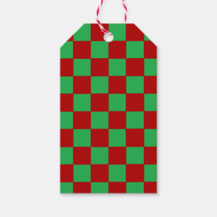Checkered Red and Green  Gift Tags