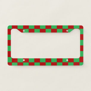 Checkered Red and Green  License Plate Frame