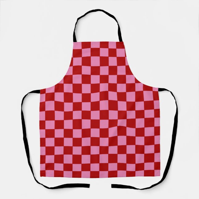 Checkered Red and Hot Pink  Apron (Front)
