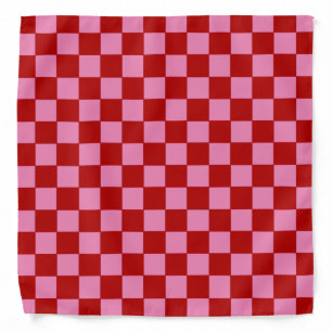 Checkered Red and Hot Pink Bandana