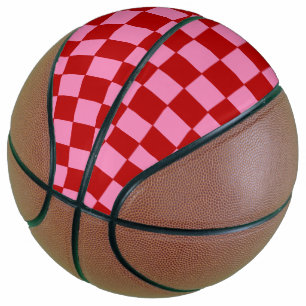Checkered Red and Hot Pink Basketball