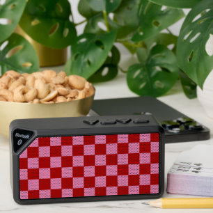 Checkered Red and Hot Pink Bluetooth Speaker