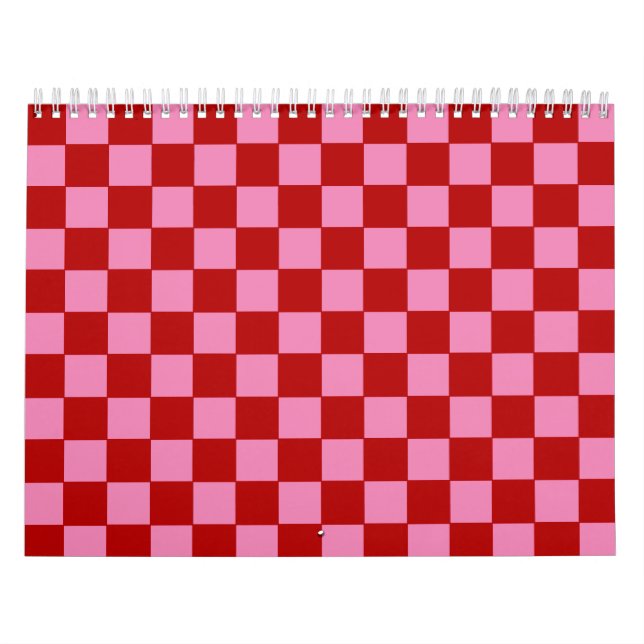 Checkered Red and Hot Pink  Calendar (Cover)