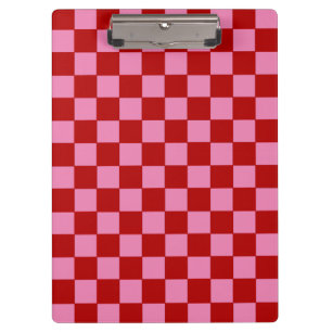 Checkered Red and Hot Pink  Clipboard