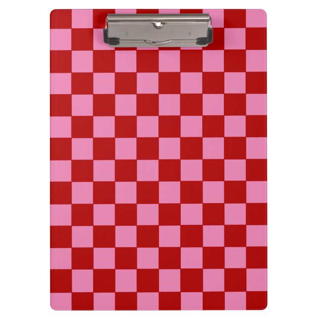 Checkered Red and Hot Pink  Clipboard (Front)