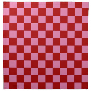 Checkered Red and Hot Pink Cloth Napkin
