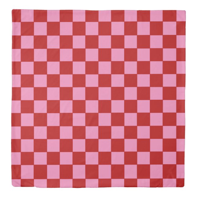 Checkered Red and Hot Pink  Duvet Cover (Front)