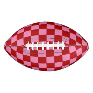 Checkered Red and Hot Pink Football