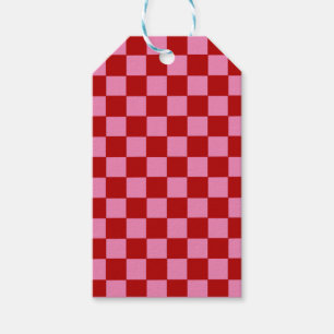 Checkered Red and Hot Pink  Gift Tags