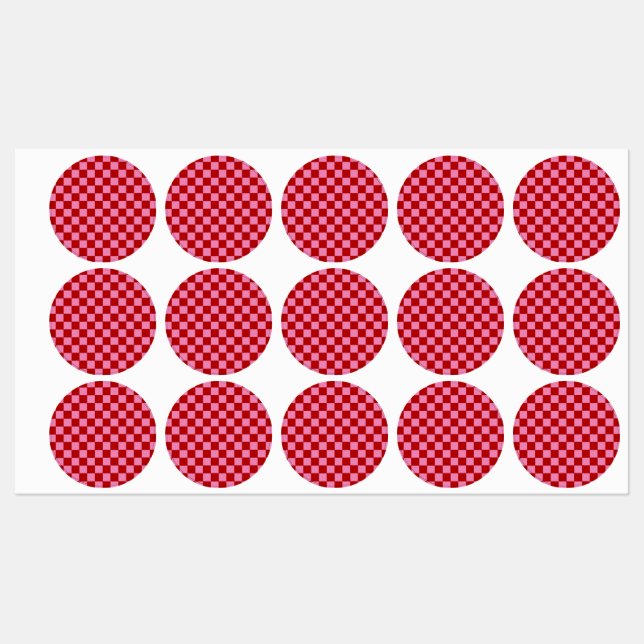 Checkered Red and Hot Pink  Labels (Sheet)