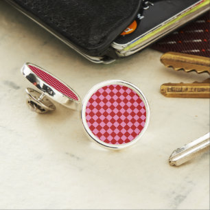 Checkered Red and Hot Pink Lapel Pin