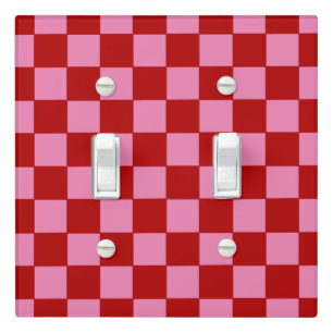 Checkered Red and Hot Pink Light Switch Cover