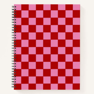 Checkered Red and Hot Pink  Notebook