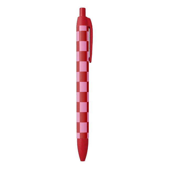 Checkered Red and Hot Pink  Pen (Bottom (Vertical))