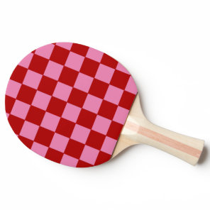 Checkered Red and Hot Pink  Ping Pong Paddle
