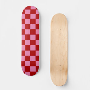 Checkered Red and Hot Pink Skateboard